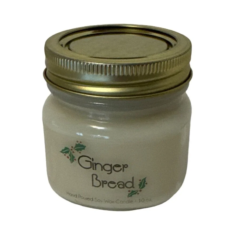 Hand Poured Soy Wax Candle Gingerbread Scent 10 Oz Glass Jar With Lid By Oily Bl
